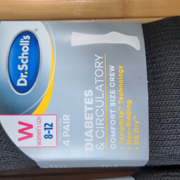Womens Dr. Scholl's Black Diabetic Crew Socks, 6 Pairs Bigger Plus Size 8-12 NEW - Picture 2 of 5